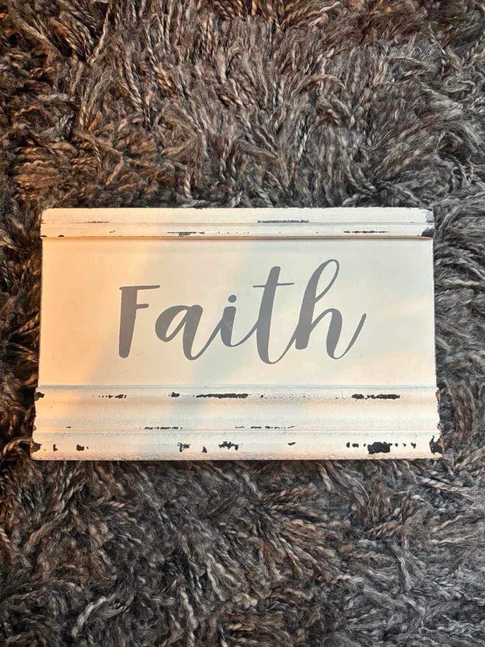 Faith Decorative Wall Plaque - White with Gray Lettering